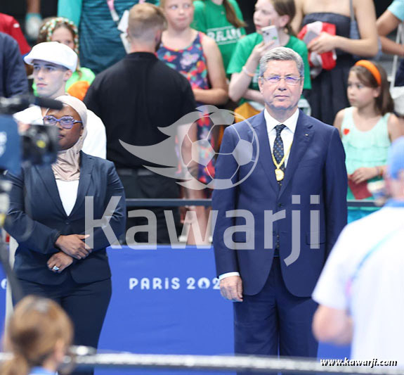 JO 2024 : Mehrez Boussayene (cérémonie des médailles de la finale 1500m nage libre)