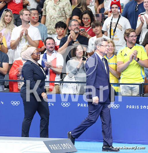 JO 2024 : Mehrez Boussayene (cérémonie des médailles de la finale 1500m nage libre)