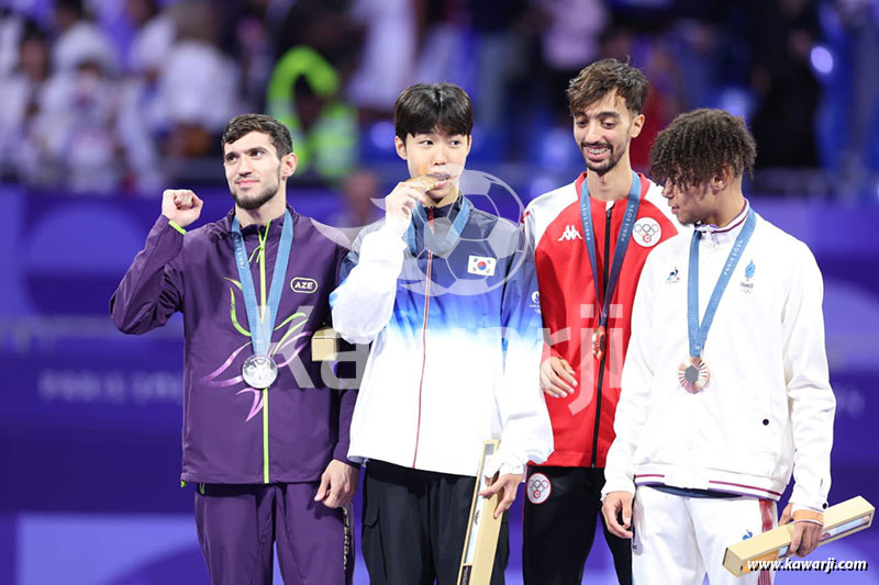 JO 2024 : Khalil Jendoubi (Cérémonie médaille de bronze-Taekwondo)