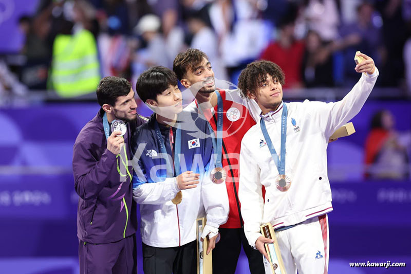 JO 2024 : Khalil Jendoubi (Cérémonie médaille de bronze-Taekwondo)