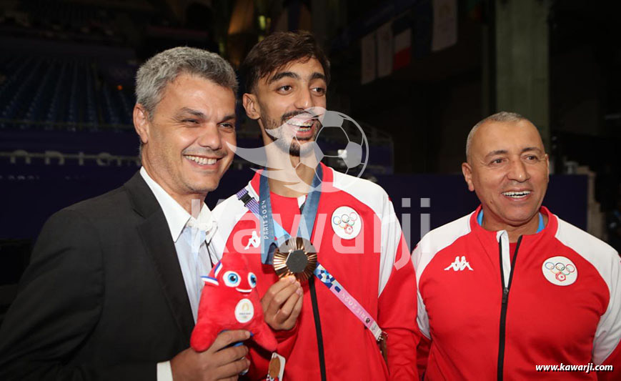 JO 2024 : Khalil Jendoubi (Cérémonie médaille de bronze-Taekwondo)