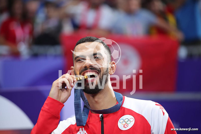 JO 2024 : Firas Katoussi (Cérémonie médaille d'or Taekwondo -80 kg)