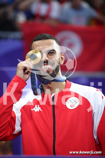 JO 2024 : Firas Katoussi (Cérémonie médaille d'or Taekwondo -80 kg)