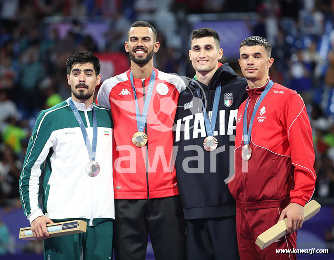 JO 2024 : Firas Katoussi (Cérémonie médaille d'or Taekwondo -80 kg)