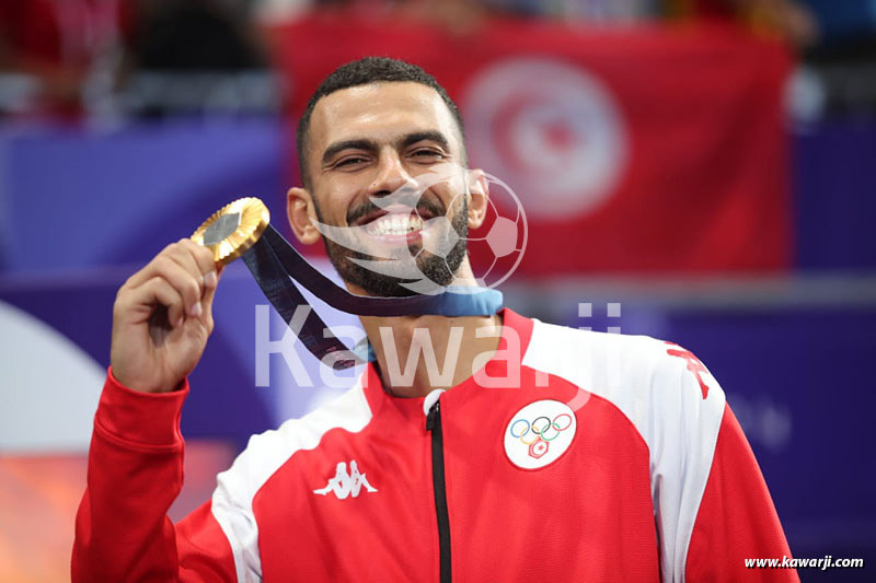 JO 2024 : Firas Katoussi (Cérémonie médaille d'or Taekwondo -80 kg)